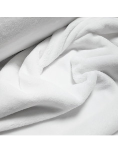 Tissu, Éponge de Bambou Doudou Uni, Blanc, Laize 150 cm, 60% Bambou 30% Polyester 10% Coton 2