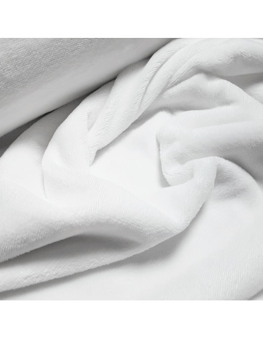 Tissu, Éponge de Bambou Doudou Uni, Blanc, Laize 150 cm, 60% Bambou 30% Polyester 10% Coton