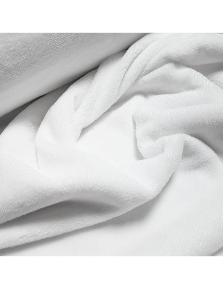 Tissu, Éponge de Bambou Doudou Uni, Blanc, Laize 150 cm, 60% Bambou 30% Polyester 10% Coton