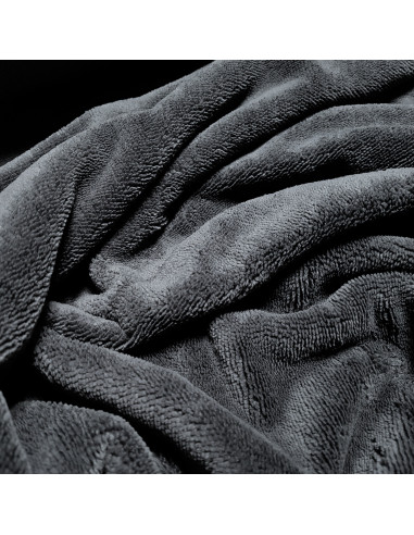 Tissu, Éponge de Bambou Doudou Double Face, Gris Anthracite, Laize 150 cm, 60% Bambou 30% Polyester 10% Coton