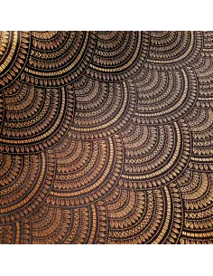 Tissu, Jacquard Art Déco, Doré sur Noir, Laize 140 cm, 80% Polyester 20% Coton 250g/m²