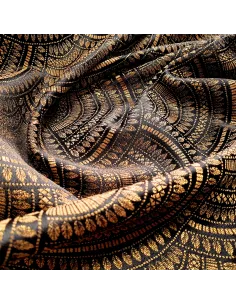 Tissu, Jacquard Art Déco, Doré sur Noir, Laize 140 cm, 80% Polyester 20% Coton 250g/m² 2