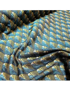 Tissu, Jacquard Gobelin Gatsby Art Déco, Canard/Or, Laize 140 cm, 100% Polyester 250g/m² 2