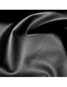 Tissu, Simili Cuir Uni, Noir Intense, Laize 140 cm, 76% PVC 22% Polyester 2% PU 2
