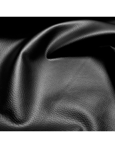 Tissu, Simili Cuir Uni, Noir Intense, Laize 140 cm, 76% PVC 22% Polyester 2% PU
