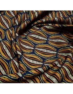 Tissu, Toile Déperlante Motif Manioc, Havane, Laize 150 cm, 100% Polyester 2