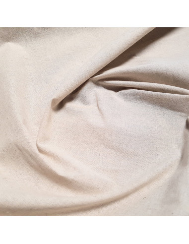 Tissu, Cretonne de Coton et Lin Unie, Naturel, Laize 150 cm, 56% Lin 44% Coton 150g/m²
