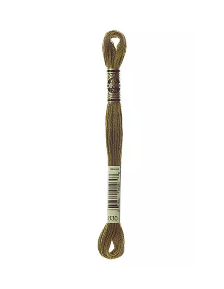Fil à broder, Mouliné Spécial DMC Art 117, 100% Coton à longues fibres, double mercerisation, 8 m, Vert chêne liège (830)