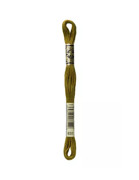 Fil à broder, Mouliné Spécial DMC Art 117, 100% Coton à longues fibres, double mercerisation, 8 m, Vert bronze (831)