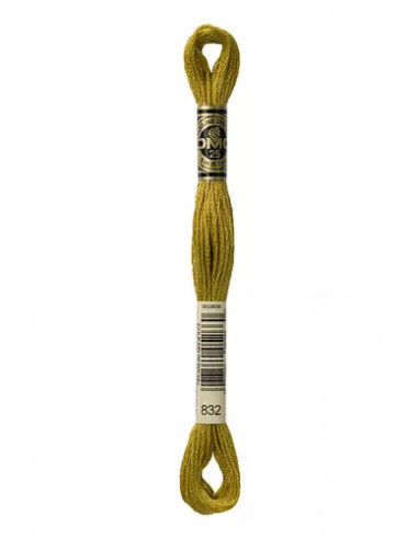 Fil à broder, Mouliné Spécial DMC Art 117, 100% Coton à longues fibres, double mercerisation, 8 m, Vert bronze clair (832)