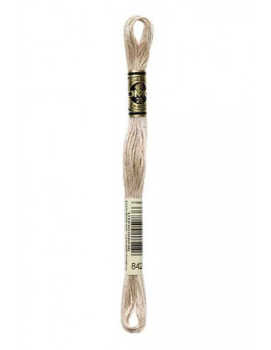 Fil à broder, Mouliné Spécial DMC Art 117, 100% Coton à longues fibres, double mercerisation, 8 m, Cordage beige (842)