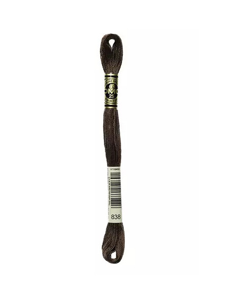 Fil à broder, Mouliné Spécial DMC Art 117, 8 m, Bois foncé (838)