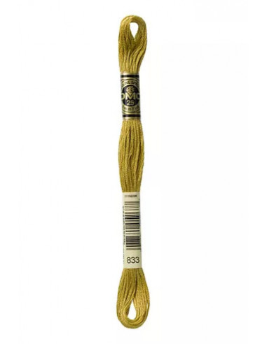 Fil à broder, Mouliné Spécial DMC Art 117, 100% Coton à longues fibres, double mercerisation, 8 m, Laiton (833)