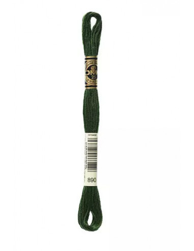 Fil à broder, Mouliné Spécial DMC Art 117, 100% Coton à longues fibres, double mercerisation, 8 m, Vert Forêt noire (890)