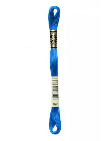 Fil à broder, Mouliné Spécial DMC Art 117, 8 m, Bleu caraïbes (995)