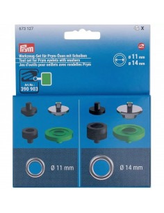 Jeu d'outils pour œillets avec rondelles Prym, Ø11 et Ø14mm