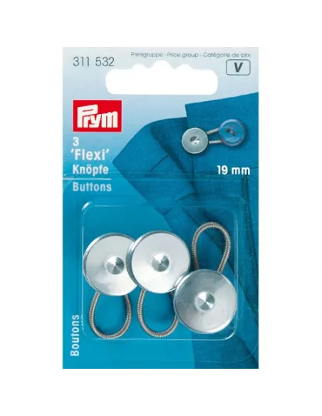Bouton flexi Prym 19 mm argent, métal | Zephyr Tissus