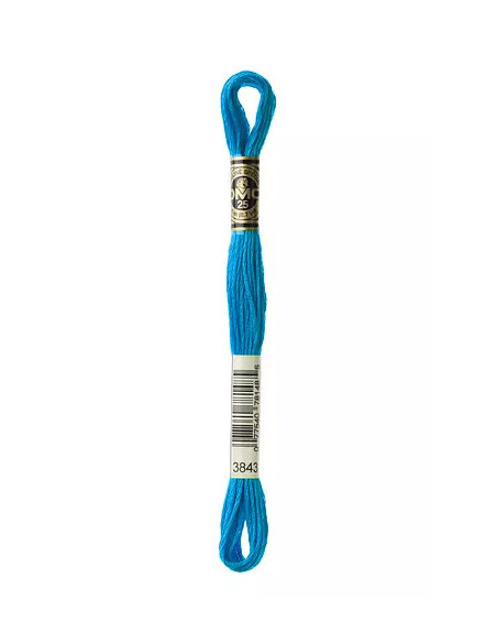 Fil à broder, Mouliné Spécial DMC Art 117, 8 m, Bleu piscine métallisé (3843)