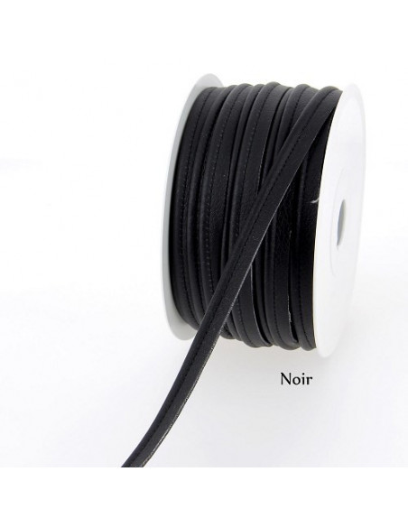 Passepoil simili cuir, 10 mm, noir