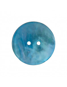 Bouton 2 trous, Ø 15mm, nacre, bleu turquoise