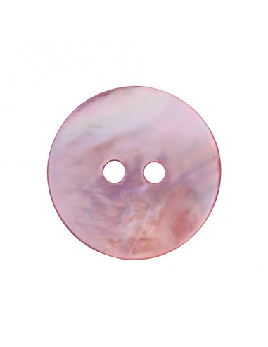 Bouton 2 trous, Ø 15mm, nacre, rose