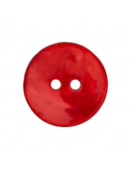 Bouton 2 trous, Ø 15mm, nacre, rouge