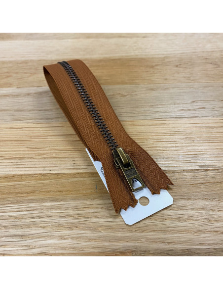 Fermeture Eclair Z14,Métal, marron moyen, 20cm