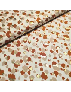 Tissu, Viscose Lurex Imprimée Savane, Multicolore Doré, Laize 140 cm, 100% Viscose 154g/m²