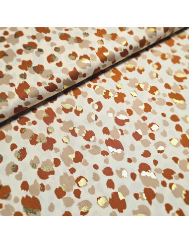 Tissu, Viscose Lurex Imprimée Savane, Multicolore Doré, Laize 140 cm, 100% Viscose 154g/m²