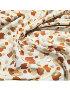 Tissu, Viscose Lurex Imprimée Savane, Multicolore Doré, Laize 140 cm, 100% Viscose 154g/m² 2