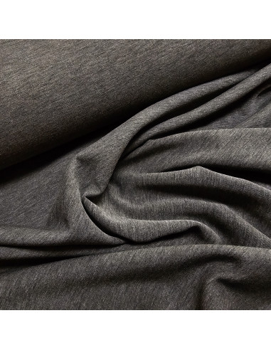 Tissu, Jersey Épais et Fluide Uni, Gris Anthracite, Laize 157 cm, Polyester Spandex