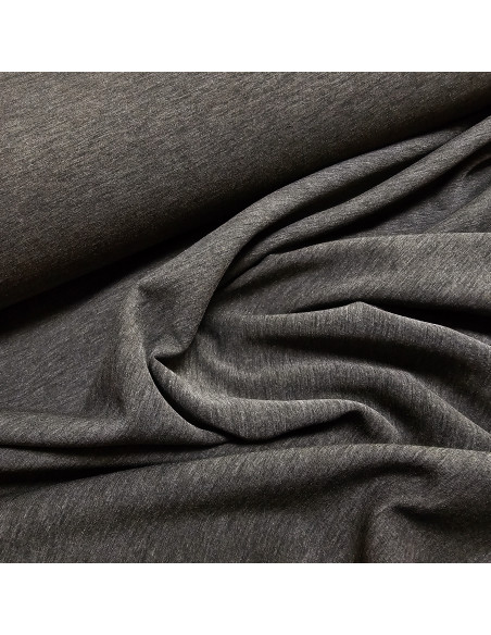 Tissu, Jersey Épais et Fluide Uni, Gris Anthracite, Laize 157 cm, Polyester Spandex