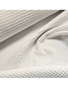 Tissu, Nid d'abeille Uni, Blanc, Laize 150 cm, 100% Coton 230g/ml 2
