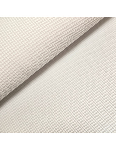 Tissu, Nid d'abeille Uni, Blanc, Laize 150 cm, 100% Coton 230g/ml