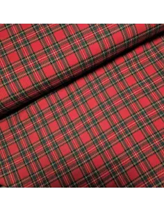 Tissu, Tartan Écossais Petits Carreaux, Rouge et Vert Classique, Laize 145 cm, Polyester Viscose Spandex 326g/ml