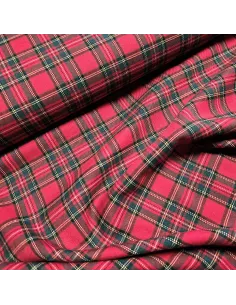 Tissu, Tartan Écossais Petits Carreaux, Rouge et Vert Classique, Laize 145 cm, Polyester Viscose Spandex 326g/ml 2