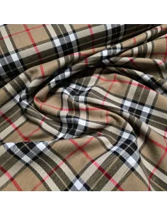 Tissu, Tartan Écossais Classique, Beige, Noir et Blanc Cassé, Laize 145 cm, Polyester, Viscose et Spandex 326g/ml 2