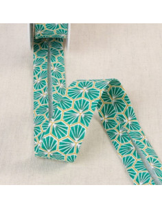Biais tout textile, 27mm, alvéoles vert foncé