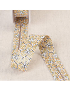 Biais tout textile, 27mm, alvéoles noir/argent