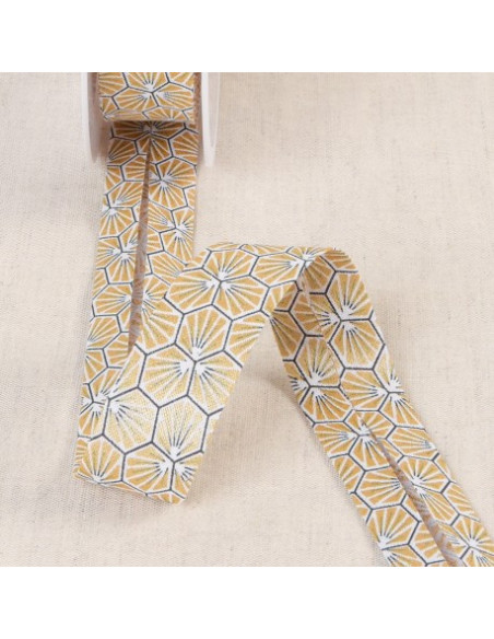 Biais tout textile, 27mm, alvéoles noir/argent