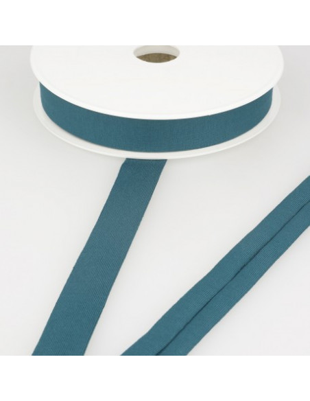 Biais jersey, 20mm, bleu canard