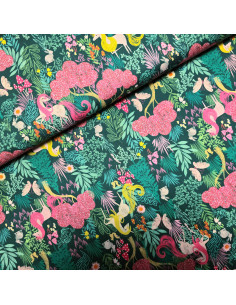 Popeline de coton, impression digitale, licornes