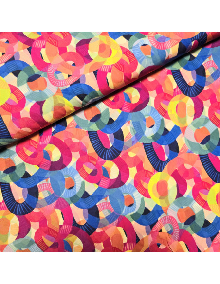 Tissu, Viscose Imprimée Motifs, Multicolore, Laize 145 cm, 100% Viscose 156g/m²