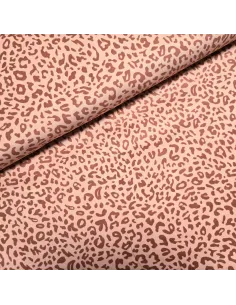 Tissu, Velours Milleraies Léopard, Saumon, Laize 145 cm, 100% Coton 210g/m²