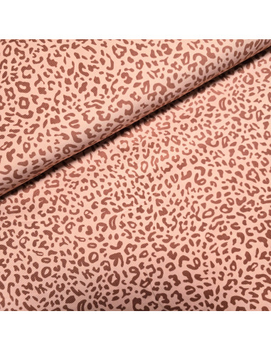 Tissu, Velours Milleraies Léopard, Saumon, Laize 145 cm, 100% Coton 210g/m²