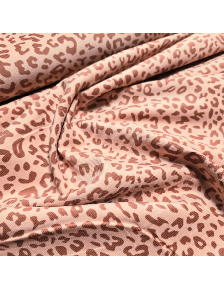 Tissu, Velours Milleraies Léopard, Saumon, Laize 145 cm, 100% Coton 210g/m²