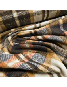 Tissu, Lainage Carreaux, Beige Marron Bleu, Laize 145 cm, 65% Polyester 35% Coton 2