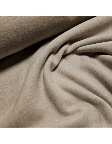 Tissu, Polaire de Coton Unie à Pois Relief, Beige, Laize 150 cm, 100% Coton 324g/m²
