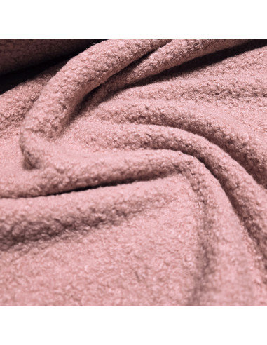 Tissu, Lainage Bouclette Uni, Rose Poudré, Laize 150 cm, 100% Polyester