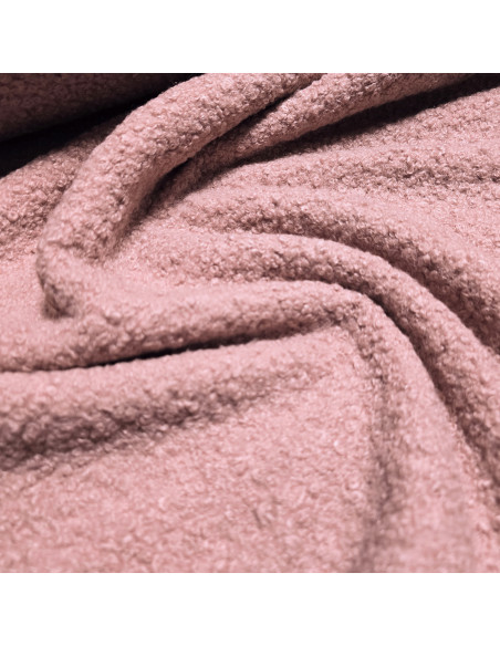 Tissu, Lainage Bouclette Uni, Rose Poudré, Laize 150 cm, 100% Polyester